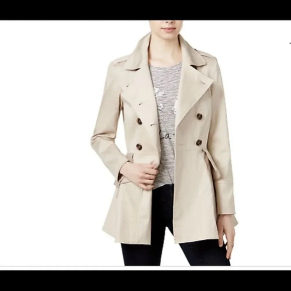 Maison Jules Oxford Preppy Pea Coat Small Double Breasted Peplum Trench jacket - Picture 10 of 10
